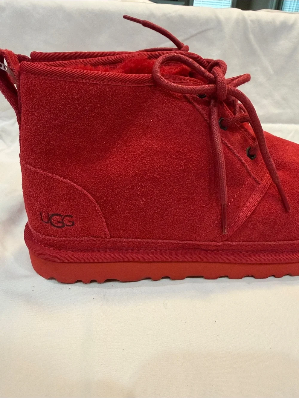 UGG Red Suede Lace-Up Ankle Boot